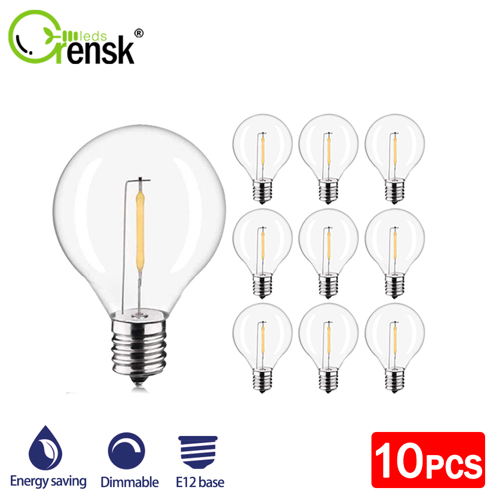 หลอดไฟ LED DC3V พลาสติก 1W G40 E12 10 แพ็ค กันแตก สีขาวอบอุ่น สไตล์เรโทร แบบเปลี่ยน สําหรับคริสต์มาส งานแต่งงาน กลางแจ้ง