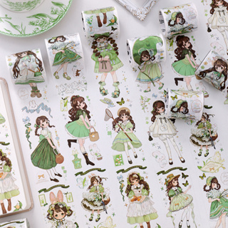 นาย เทปกระดาษ ลาย Lily of the Valley Girl Illustrated ขนาด 300 ซม. สีทอง สําหรับตกแต่งพื้นหลังเต็นท์ DIY