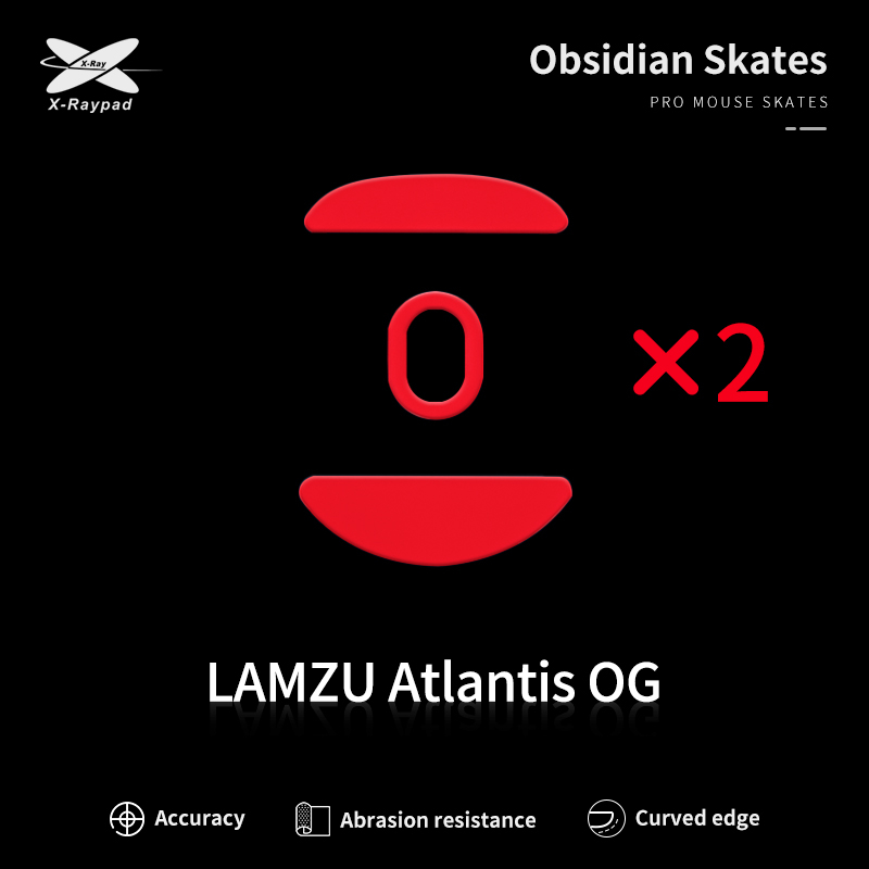 Xraypad Obsidian Rounded Curved Edges รองเท้าสเก็ตเมาส์สําหรับ LAMZU Atlantis-OG x 2 ชุด