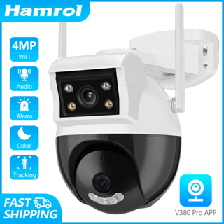 Hamrol กล้องวงจรปิด CCTV 4MP V380 Pro PTZ ไร้สาย มองเห็นที่มืด มองเห็นกลางคืน ตรวจจับการเคลื่อนไหว