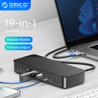 Orico ฮับ USB C 19-in-1 Type C เป็น 4K HDMI VGA 3.5 มม. Audio RJ45 PD USB 3.0 พร้อมอะแดปเตอร์ปรับระดับเสียง สําหรับ Macbook Pro Laptop (DKA19)