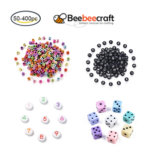 Beebeecraft ลูกปัดอะคริลิคใส คละสี สําหรับทําเครื่องประดับ 50-400 ชิ้น