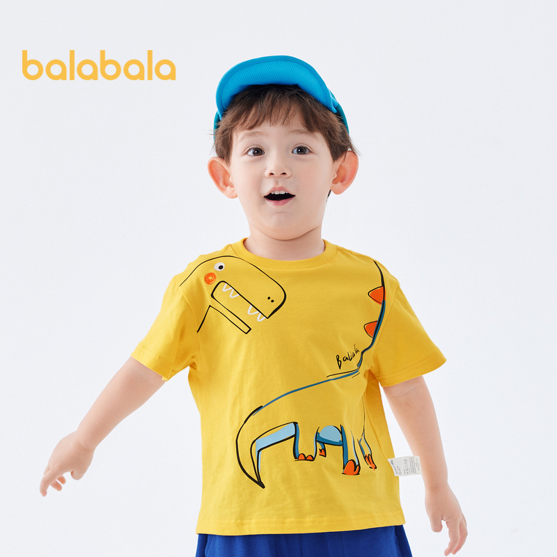 Balabala เสื้อยืดแขนสั้น พิมพ์ลายการ์ตูนไดโนเสาร์ แฟชั่นฤดูร้อน สําหรับเด็กวัยหัดเดิน 2023