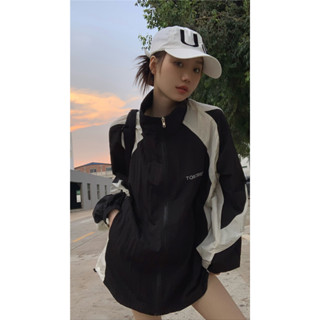 Contrast Versatile Loose Little Stand Sweatshirt Windbreaker Baseball uniform Coat