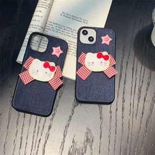 เคสโทรศัพท์มือถือ ลายโบว์เดนิม สําหรับ iPhone 14ProMax 13 iPhone11 12 ProMax