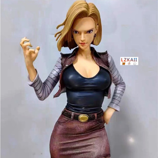 โมเดลฟิกเกอร์ PVC รูปปั้นอนิเมะ × Drgon Ball Z - Android 18 Rock Ver. GK Huge ขนาด 44 ซม. สําหรับตกแต่ง