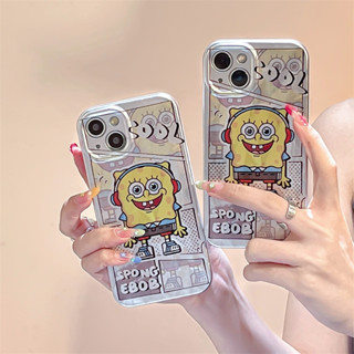 เคสโทรศัพท์มือถือ ชุบไฟฟ้า กันกระแทก ลายการ์ตูน SpongeBob SquarePants Street Wear สําหรับ Apple Iphone 14promax 13 11 12 14pro