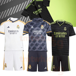 เสื้อกีฬาแขนสั้น ลายทีมฟุตบอล Real Madrid คุณภาพสูง สําหรับเด็ก 2023