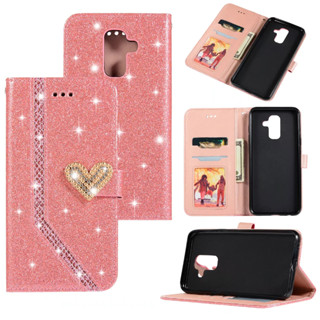 เคสโทรศัพท์มือถือหนังนิ่ม ฝาพับ ลายกลิตเตอร์วิบวับ สําหรับ Samsung Galaxy J3 J5 J7 A5 2017 J330 J530 J730 A520 A510 J310 J3 2016