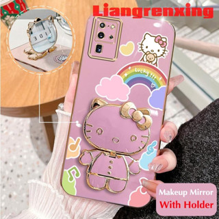 เคสโทรศัพท์มือถือ ซิลิโคนนิ่ม กันกระแทก ลายแมวเฮลโลคิตตี พร้อมกระจกแต่งหน้า สําหรับ samsung s20 ultra samsung s20 plus samsung s20 Fe samsung s20 DDXKT01