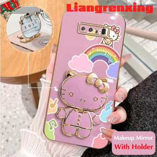 เคสโทรศัพท์มือถือ ซิลิโคนนิ่ม ชุบไฟฟ้า กันกระแทก ลาย Hello Kitty Cat พร้อมกระจกแต่งหน้า สําหรับ SAMSUNG note 8 DDXKT01