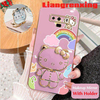 เคสโทรศัพท์มือถือ ซิลิโคนนิ่ม ชุบไฟฟ้า กันกระแทก ลาย Hello Kitty Cat พร้อมกระจกแต่งหน้า สําหรับ SAMSUNG note 9 DDXKT01