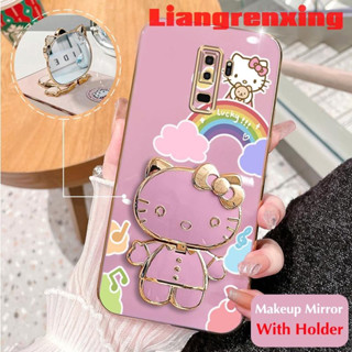 เคสโทรศัพท์มือถือ ซิลิโคนนุ่ม กันกระแทก ลาย Hello Kitty Cat พร้อมกระจกแต่งหน้า และที่ตั้งวาง สําหรับ samsung s9 plus s9 DDXKT01