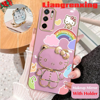 เคสโทรศัพท์มือถือ ซิลิโคนนิ่ม กันกระแทก ลาย Hello Kitty Cat พร้อมกระจกแต่งหน้า สําหรับ REDMI NOTE 10 5G XIAOMI POCO M3 PRO DDXKT01