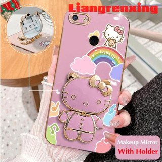 เคสโทรศัพท์มือถือ ซิลิโคนนิ่ม ป้องกัน กันชน ลาย Hello Kitty Cat พร้อมกระจกแต่งหน้า สําหรับ VIVO V7 PLUS DDXKT01