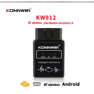 [Authorized Distributor] Konnwei Kw912 OBDII อะแดปเตอร์สแกนเนอร์ ทดสอบรหัสอัตโนมัติ บลูทูธ 3.0 OBD2 OBD V1.5 II Kw912