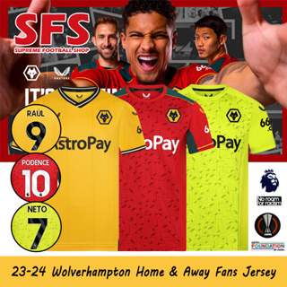 【SFS】เสื้อกีฬาแขนสั้น ลายทีมชาติฟุตบอล Wolve.s 23-24 ชุดเยือน ทรงหลวม คุณภาพสูง ไซซ์ S-4XL