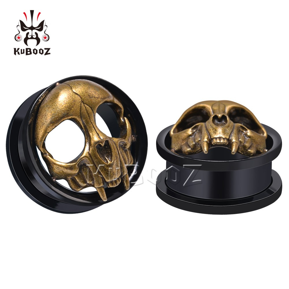 Kubooz 2ชิ้น จิวระเบิดหู สแตนเลสแท้ ต่างหู จิวตาไก่สแตนเลส กะโหลก