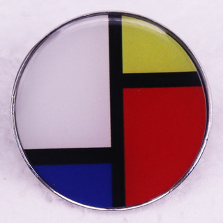 Mondrian เข็มกลัดโลหะ สีแดง สีฟ้า และสีเหลือง เครื่องประดับ สําหรับเพื่อน