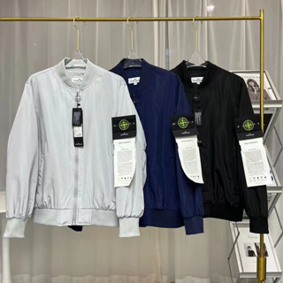 เสื้อแจ็กเก็ตกีฬาลําลอง คอปกตั้ง กันลม ลาย STONE ISLAND แฟชั่นฤดูใบไม้ผลิ สําหรับผู้ชาย