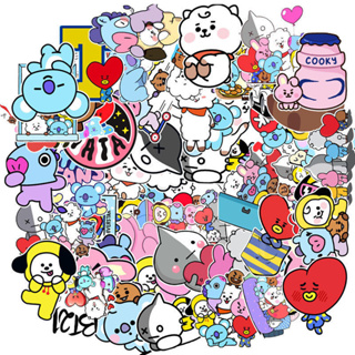 Pingjing สติกเกอร์ ลายการ์ตูน BT21 กันน้ํา สําหรับตกแต่งของเล่น 50 ชิ้น ต่อชุด