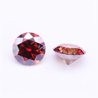 เพชรโมอิส ทรงกลม สีแดง ทรงหลวม Garnet Red Round Moissanite