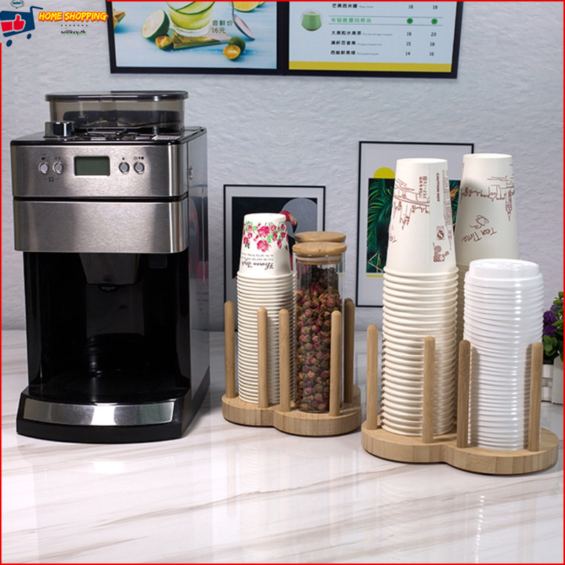 ที่วางแก้วกระดาษ แบบไม้ กันลื่น ช่องวางของ เก็บแก้วร้านกาแฟ สามารถเลือกได้สองแบบ