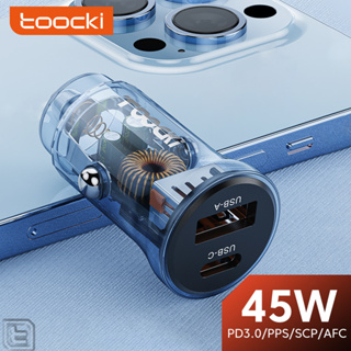 Toocki 45W 5A เครื่องชาร์จในรถยนต์แบบชาร์จเร็ว Mini Type C ดูอัล USB QC3.0 ชาร์จเร็ว PD 3.0 เครื่องชาร์จในรถยนต์อเนกประสงค์