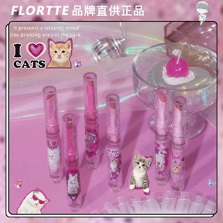 Flortte Jelly Love ลิปสติก ลิปกลอส สีชมพู ลิปกลอสใส กันน้ํา ไม่ติดถ้วย ชุ่มชื้น อวบอิ่ม จางหาย ลิปไลน์ ลิปกลอส แต่งหน้า