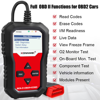 [Authorized Distributor] KONNWEI KW360 Obd2 เครื่องสแกนเนอร์วินิจฉัยรถยนต์ Obd 2 สําหรับ Mercedes-Benz Full Systems Diagnostic Tool W212 ABS Airbag Oil Reset KW360