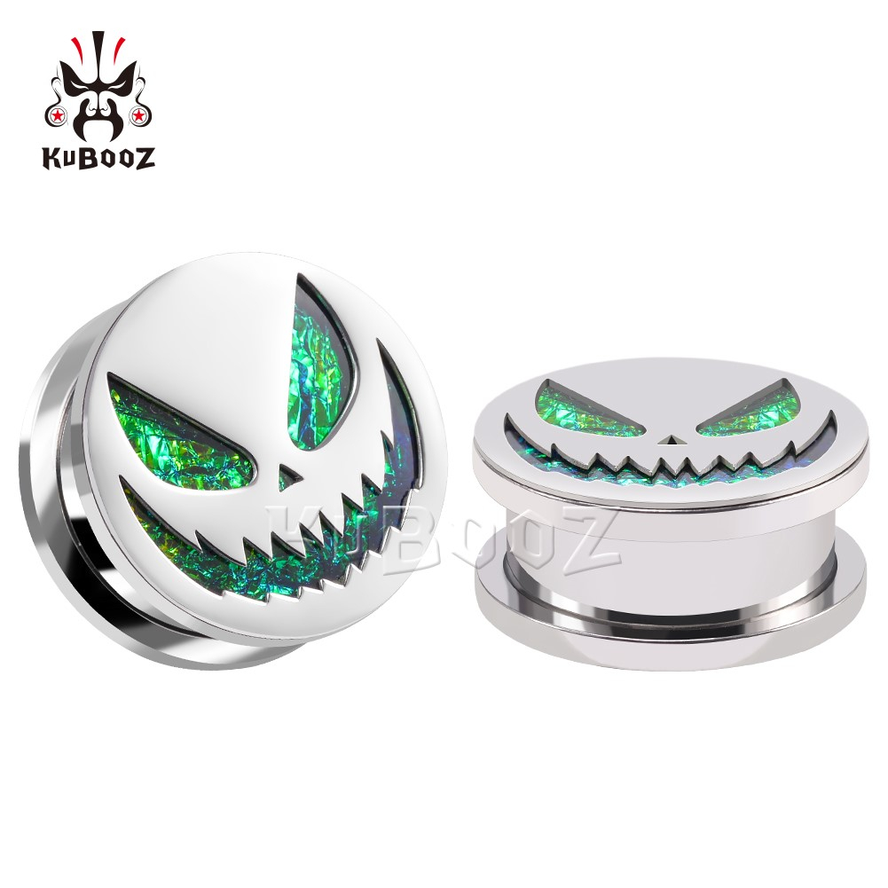 Kubooz จิวขยายหู สเตนเลส รูปฟักทอง ฮาโลวีน เครื่องประดับเจาะร่างกาย 2 ชิ้น