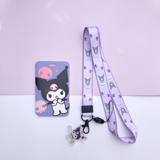 SANRIO Kuromi พวงกุญแจ สายคล้อง ID ครอบครัวซานริโอ้ + ที่ใส่ป้าย ID + ของขวัญฟรี!