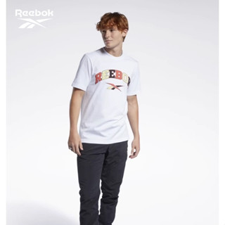 Reebok Reebok เสื้อยืดลําลอง แขนสั้น คอกลม พิมพ์ลาย สวมใส่สบาย สไตล์คลาสสิก เข้ากับทุกการแต่งกาย สําหรับคู่รัก