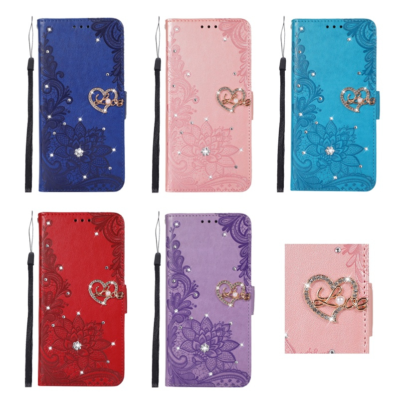 เคสโทรศัพท์หนัง PU ฝาพับ ประดับเพชร พร้อมช่องใส่บัตร สําหรับ Samsung Galaxy A03 Core A30s A50S A02S M02S A20s A03s A51 M40S A71 4G S22+ S22 Ultra