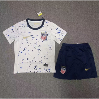 เสื้อกีฬาแขนสั้น ลายทีมฟุตบอล USA World Cup ชุดเหย้า สําหรับผู้หญิง