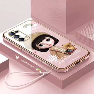 เคสโทรศัพท์มือถือ ลายการ์ตูนเด็กผู้หญิงเบเร่ต์ พร้อมสายคล้อง สําหรับ Oppo RENO 4 4G 4pro 4G 4SE 5 5pro 5pro plus