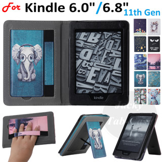 เคสโทรศัพท์มือถือหนัง PU แบบฝาพับ ลายเซ็น พร้อมขาตั้ง แฟชั่น สําหรับ Kindle 11th Generation 2022 2021 Paperwhite 5 11th Gen Signature Edition 6.8 นิ้ว M2L3EK M2L4EK 6.0 นิ้ว C2V2L3