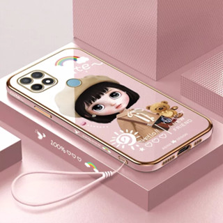 เคสโทรศัพท์มือถือ ลายการ์ตูนเด็กผู้หญิงเบเร่ต์ พร้อมสายคล้อง สําหรับ Oppo A53 2020 A3S A12E A15 A15S RENO 4F RENO 5F