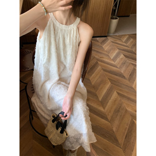 Temperament Hanging Neck Dress Sleeveless Off Shoulder Long Dress