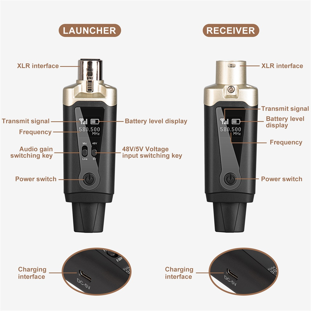 Uhf อะแดปเตอร์แปลงสัญญาณเสียงไมโครโฟนไร้สาย XLR สําหรับกีตาร์ ไดนามิก คอนเดนเซอร์
