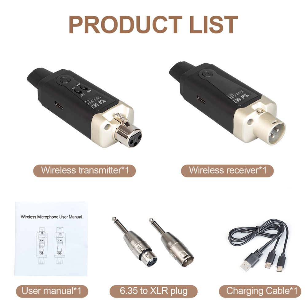 Uhf อะแดปเตอร์แปลงสัญญาณเสียงไมโครโฟนไร้สาย XLR สําหรับกีตาร์ ไดนามิก คอนเดนเซอร์