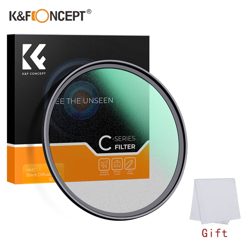 K&F CONCEPT Nano-C-Series 1/4 1/8 Black Mist Diffusion Filter 49mm-82mm Mist Dreamy Cinematic Effect