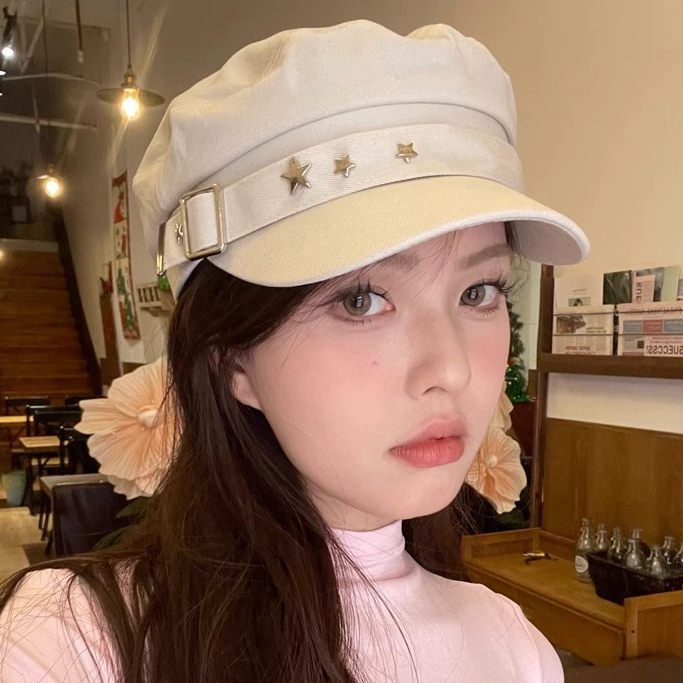หมวกเบเร่ต์ รูปดาวแปดเหลี่ยม ขนาดเล็ก สไตล์ญี่ปุ่นเรโทร สําหรับผู้หญิง y2k