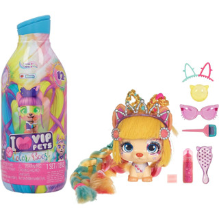 IMC Toys VIP Pets Color Boost - Includes 1 VIP Pets Doll, 9 Surprises, 6 Accessories Imc ของเล่นตุ๊กตาสัตว์เลี้ยง VIP 1 ชิ้น เซอร์ไพรส์ 9 ชิ้น และอุปกรณ์เสริม 6 ชิ้น