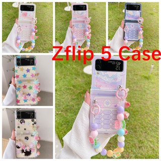 เคสมือถือ แบบแข็ง ลายสตรอเบอร์รี่ พร้อมสายคล้อง กันกระแทก สําหรับ Samsung Galaxy Z Flip 5 ZFlip 5 Z Flip5