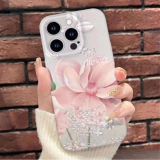 เคสโทรศัพท์มือถือ แบบแข็ง ลายดอกไม้ สีชมพู สําหรับ iphone11 12 13 14 promax x xs xr i7 i8