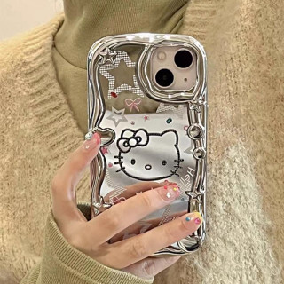 เคสโทรศัพท์มือถือ ชุบไฟฟ้า กันกระแทก ลายเฮลโลคิตตี้ พร้อมสายคล้องมือ สําหรับ OPPO Reno 3 4 5 6 7 8 9 Pro