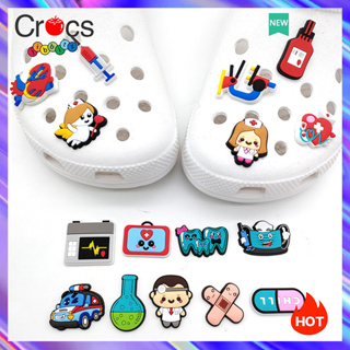 C rocs Jibbitz Charms รองเท้าแฟชั่น ลายดอกไม้ อุปกรณ์เสริม สําหรับ Crocs Charms 21 ชิ้น