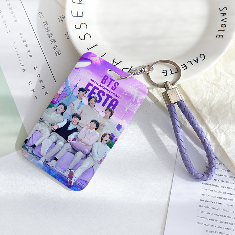 มาใหม่ กระเป๋าใส่บัตรเครดิต โฟโต้การ์ด บัตรเครดิต ลายศิลปินเกาหลี BTS JK V SUGA JIN JIMIN BP SK JHOPE พร้อมพวงกุญแจ