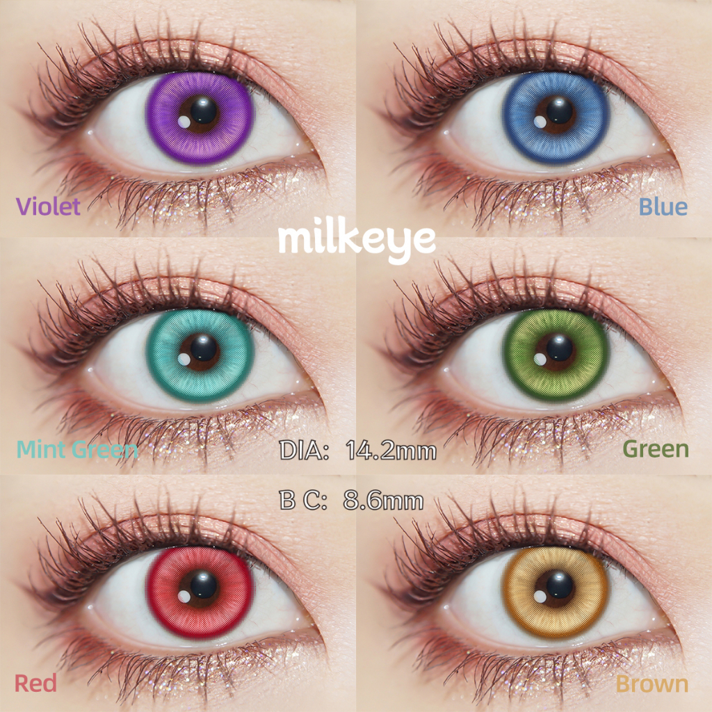 Afancypro MILKEYE คอนแทคเลนส์คอสเพลย์ 14.2 มม. สีแดง สีฟ้า สีเขียว สีม่วง สีน้ําตาล 2 ชิ้น ต่อคู่